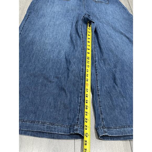 Pilcro Anthropologie The Skipper Strapless Jumpsuit Denim Wide Leg 18W A003655 - Picture 6 of 13